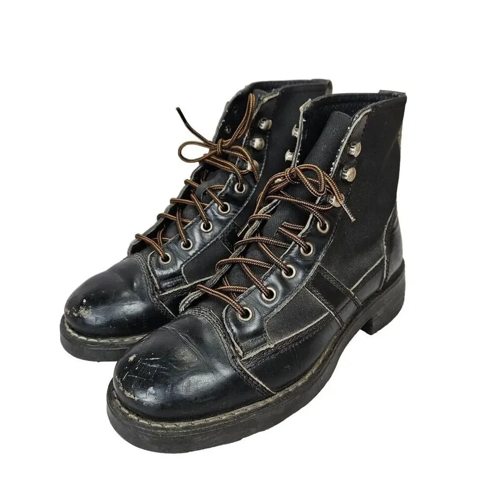 OXS Combat Boots Black Lace Up Made In Italy EU 37 Womens 7 Mens 5